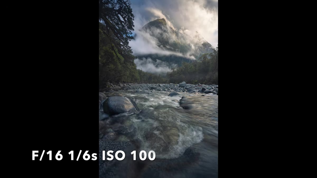 Camera settings displayed showing f/16 aperture value