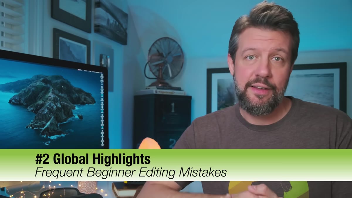 Global highlights slider being dragged left in editing panel