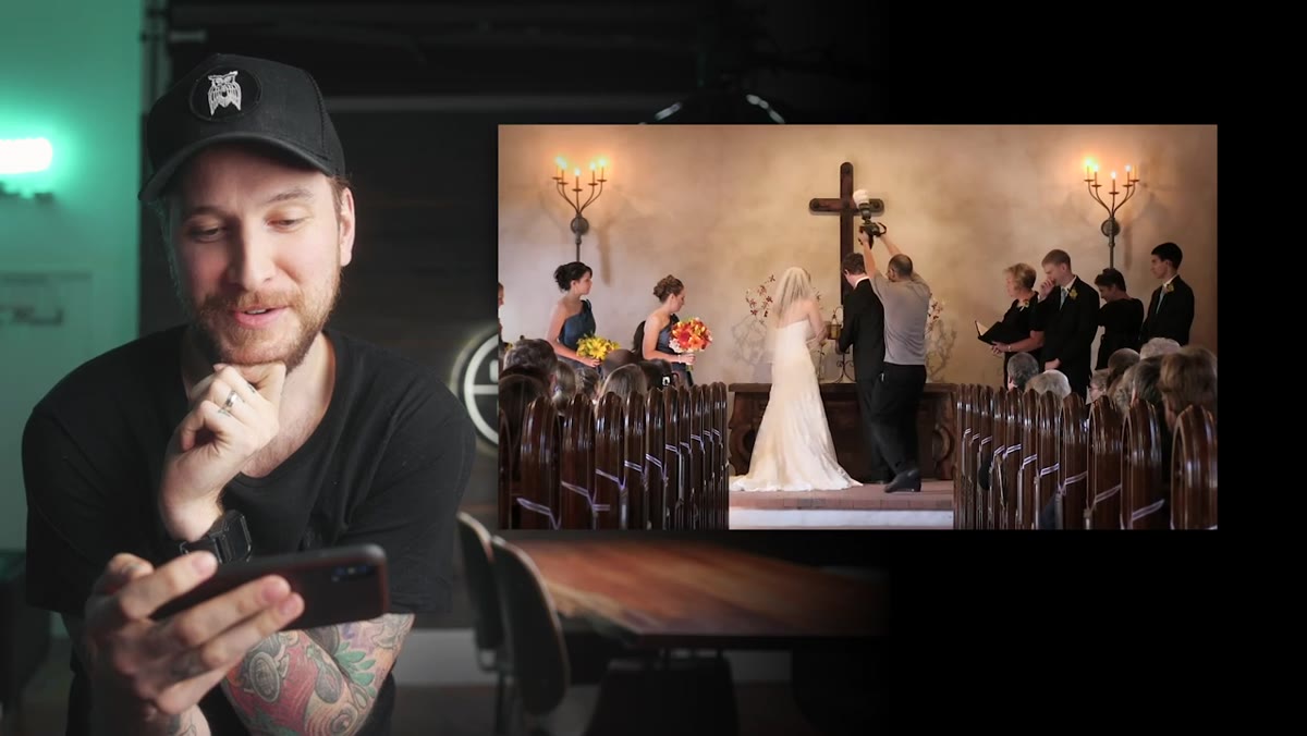 Photographer firing flash rapidly during wedding vows