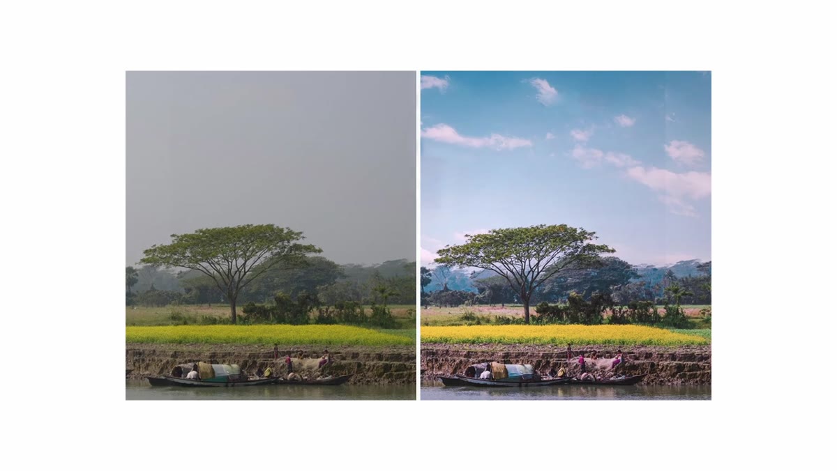 Landscape photography composite example showing heavy sky replacement