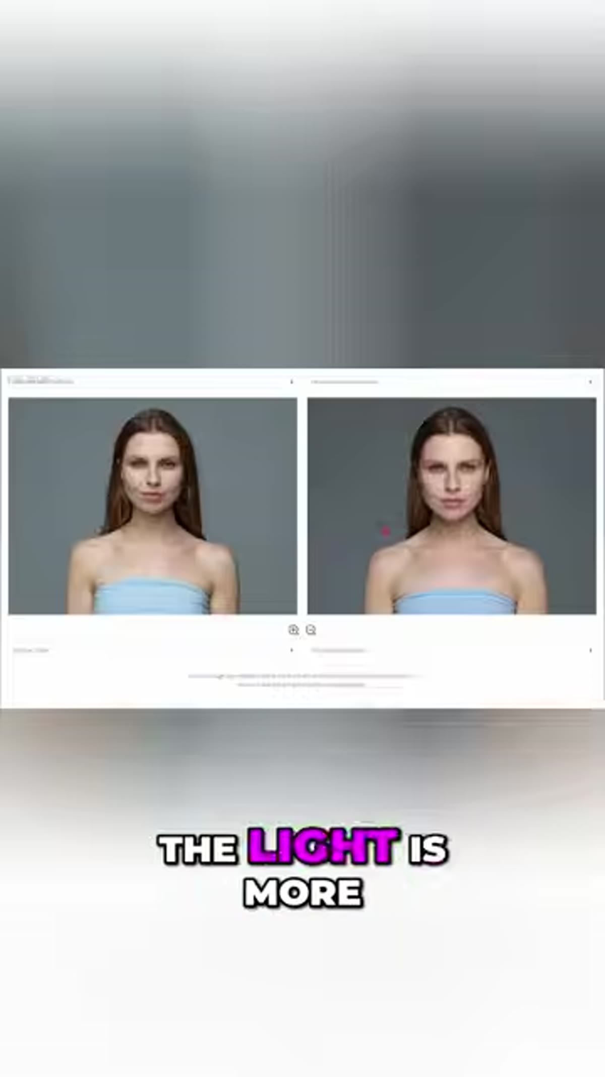 Model&rsquo;s face lit with beauty dish, body comparatively darker