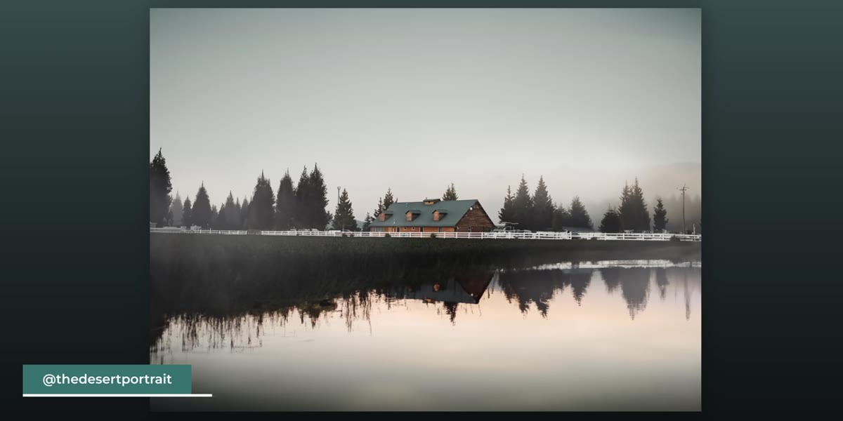 Peter studying the barn and water reflection image