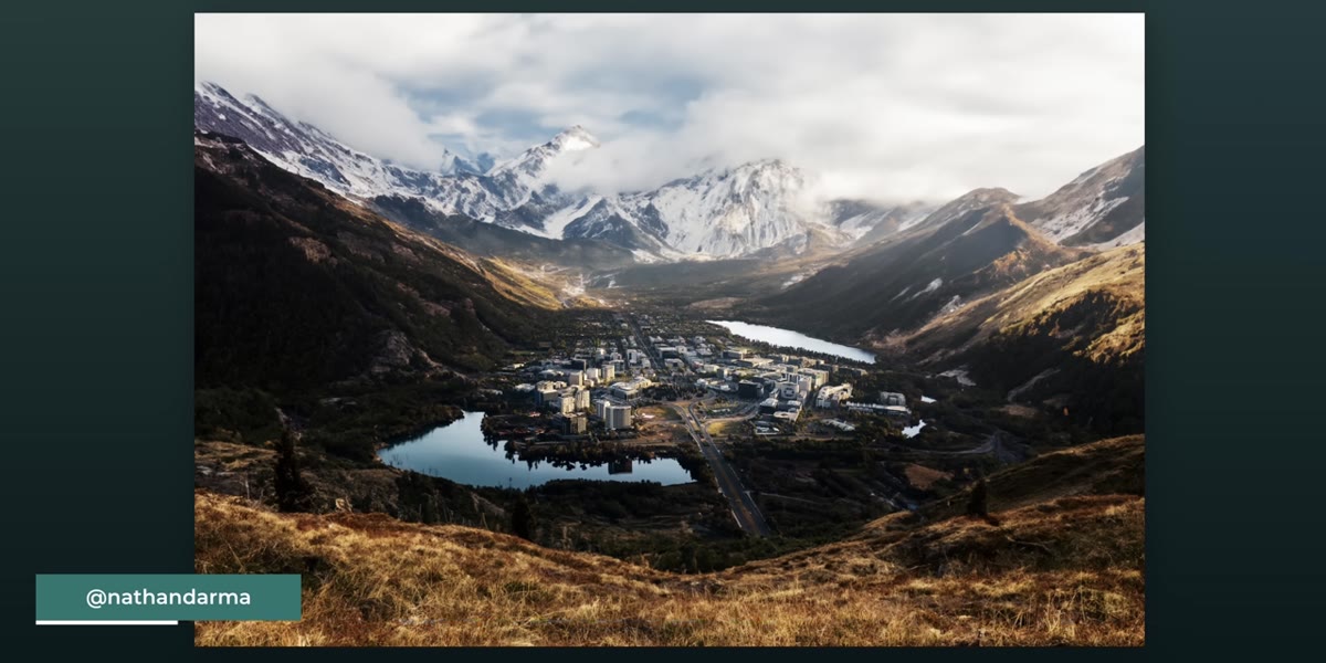 Reacting to the mountain and city valley image