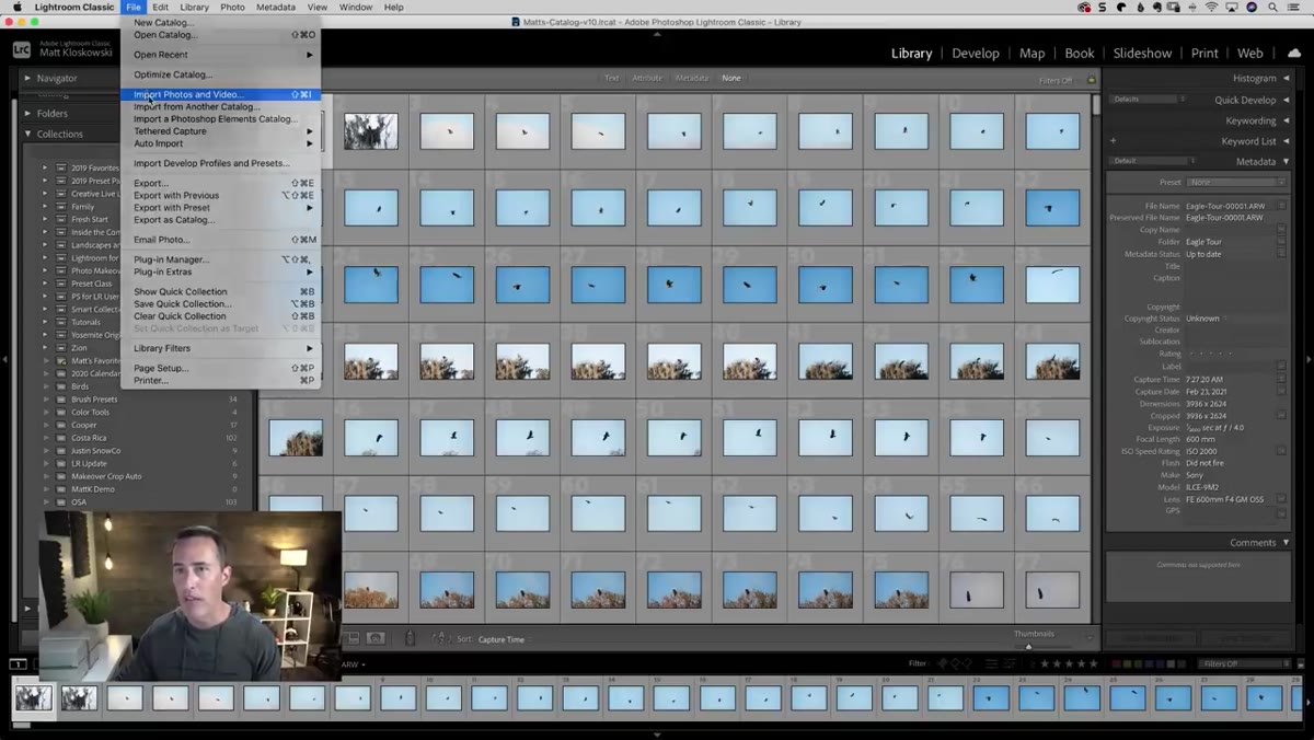 Lightroom import dialog showing File Handling options