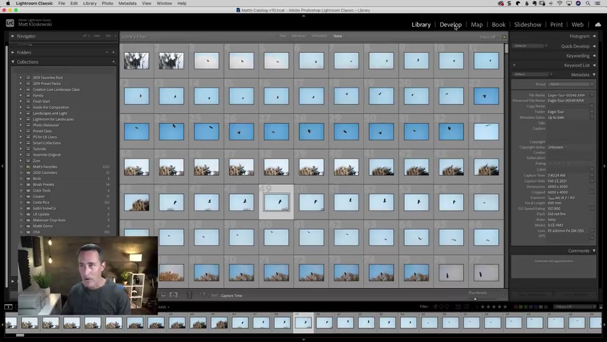 Lightroom Classic Library module grid view with photo collection
