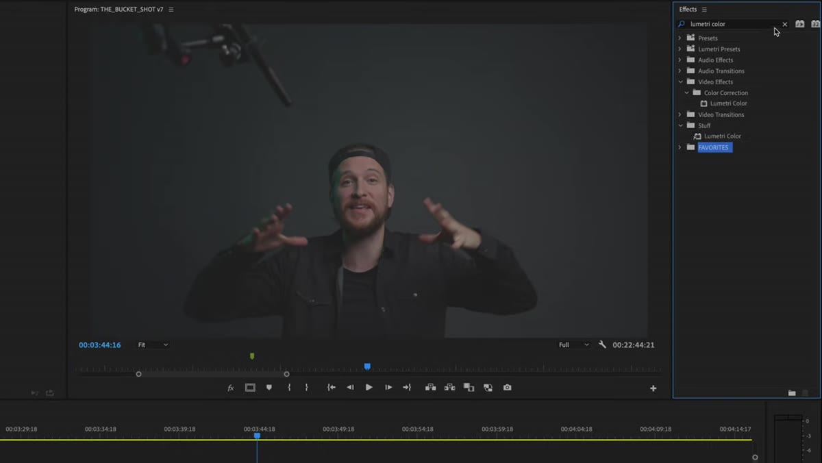 Typing effect name into Effects search bar to locate it