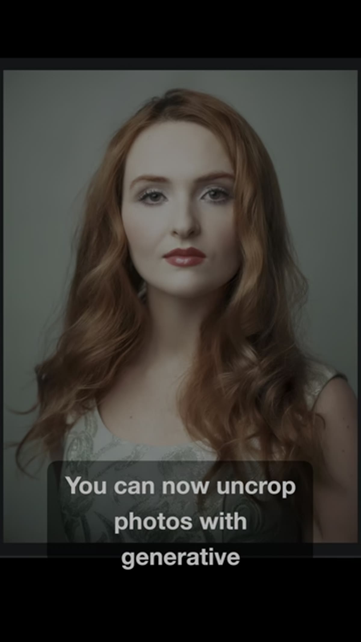 Generative fill expanding photo edges on a portrait crop
