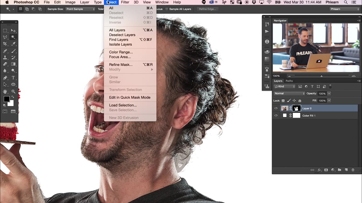 Refine Mask dialog open with Refine Radius tool active
