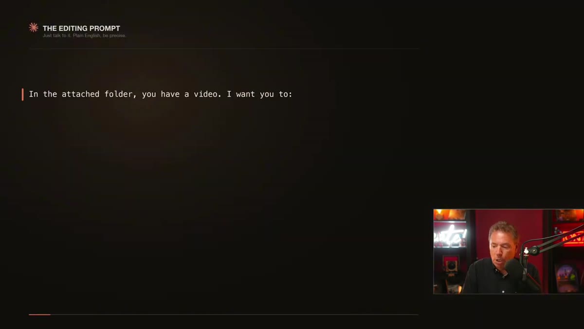 Claude chat window with a natural-language editing request typed out
