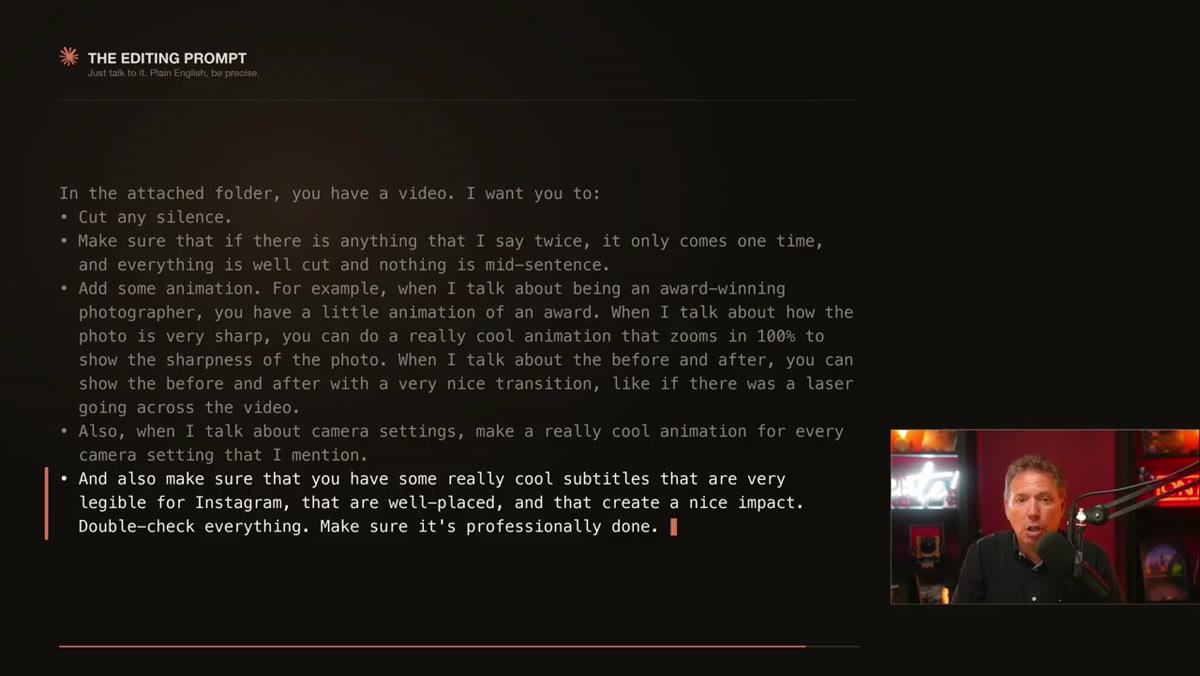 Claude processing the video with progress feedback visible in terminal