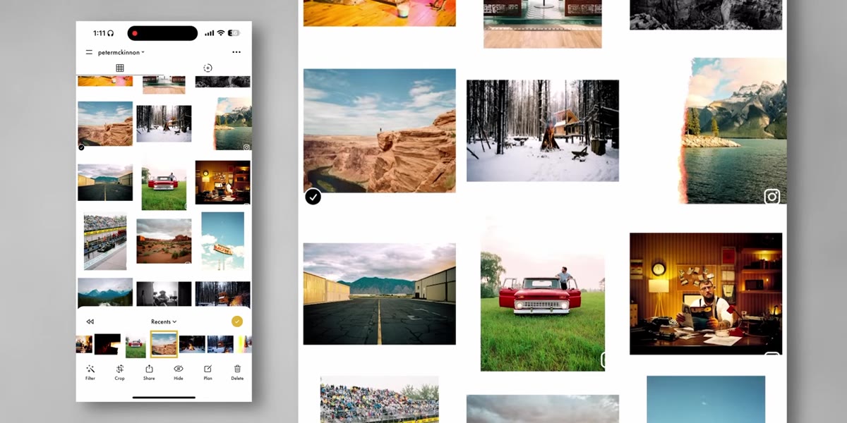 Preview app showing upcoming Instagram grid layout