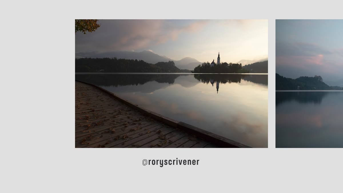 Raw Lake Bled JPEG files displayed side by side before editing