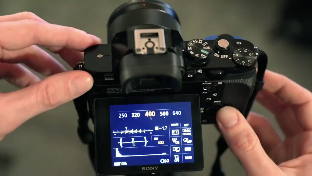 ISO setting being adjusted to 200 on camera menu