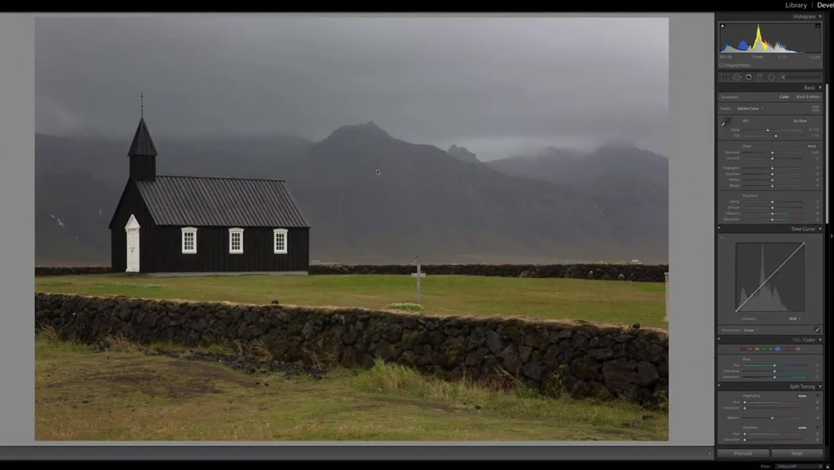 Peter viewing the Iceland church photo before any edits