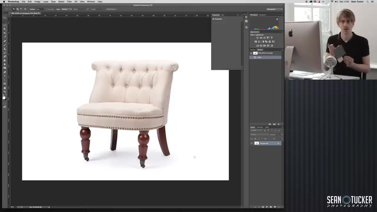 Hue/Saturation adjustment layer applied with layer mask on sofa