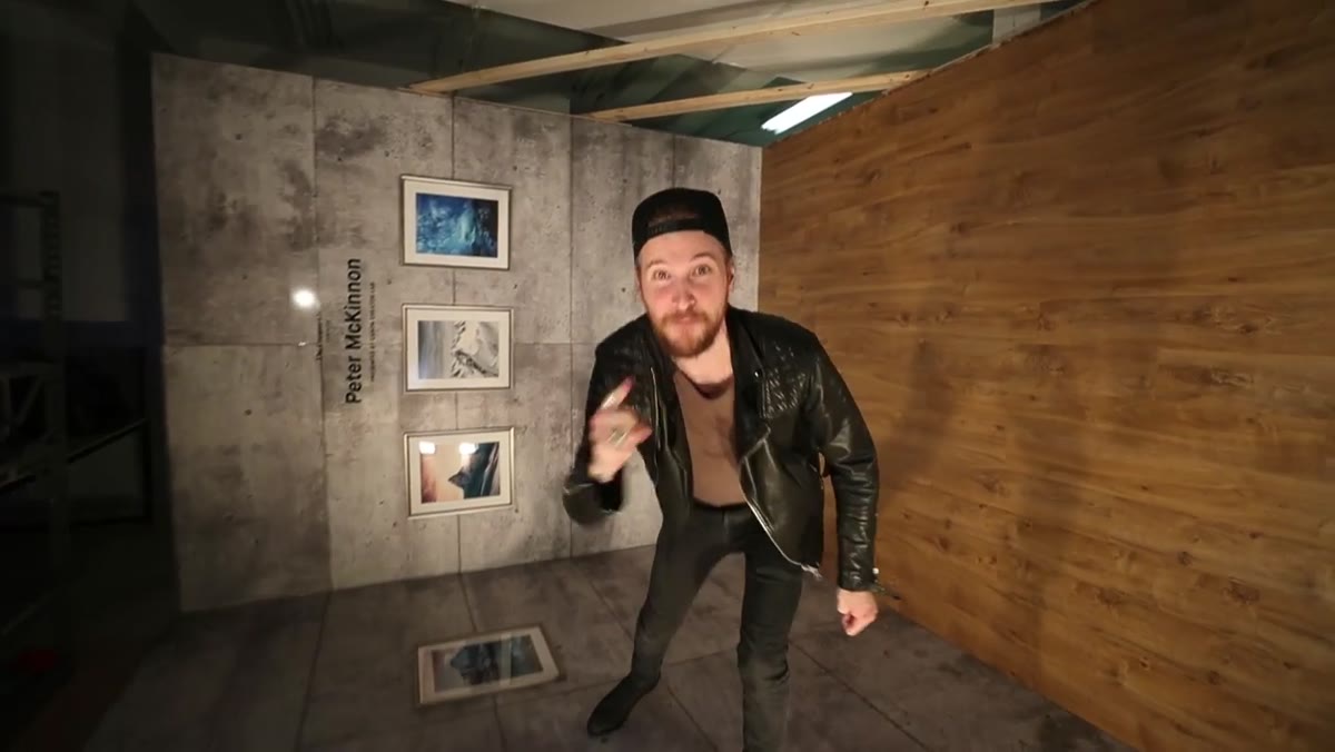 The custom photo booth setup at the gallery event
