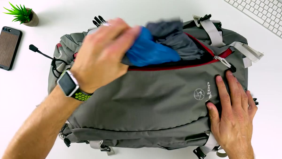 Interior view of the Ajna&rsquo;s open front pocket showing available space