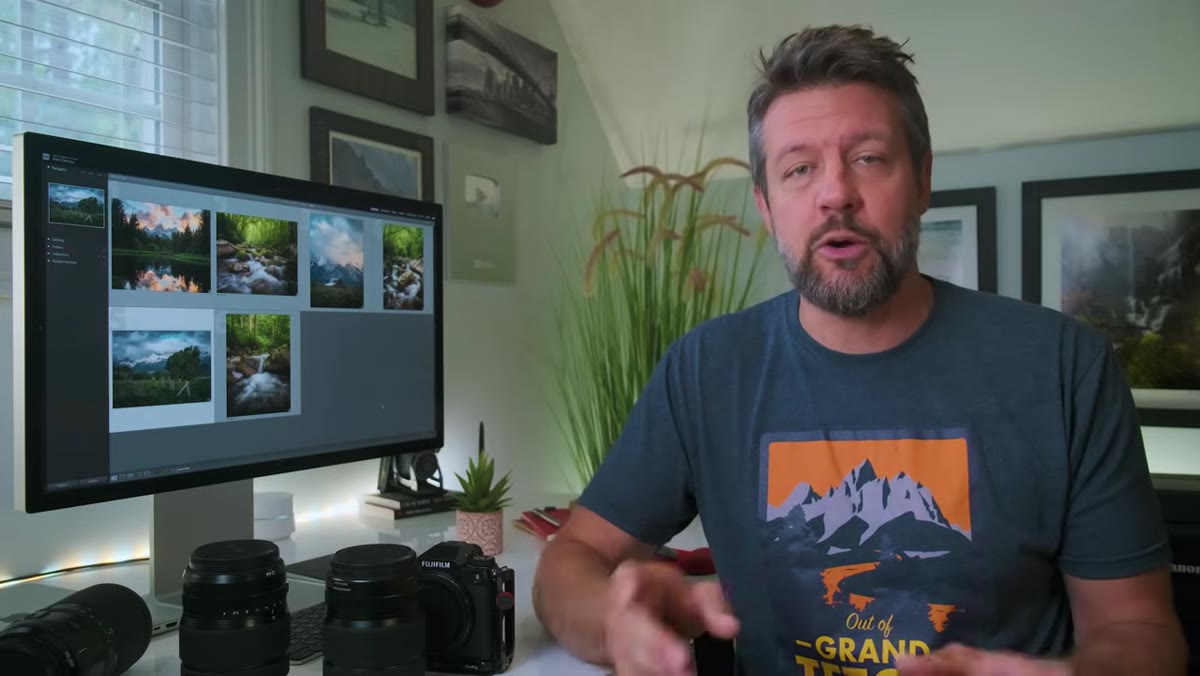 Photographer reviewing portfolio page on website during downtime