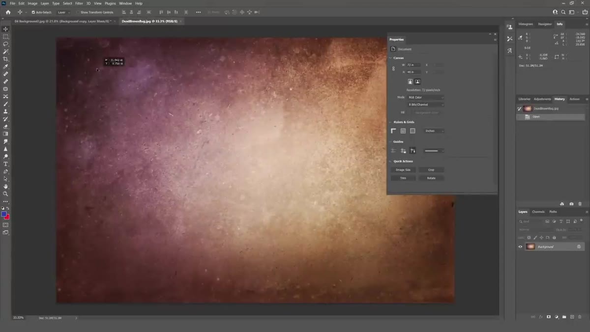 Texture image dragged onto canvas above background layer