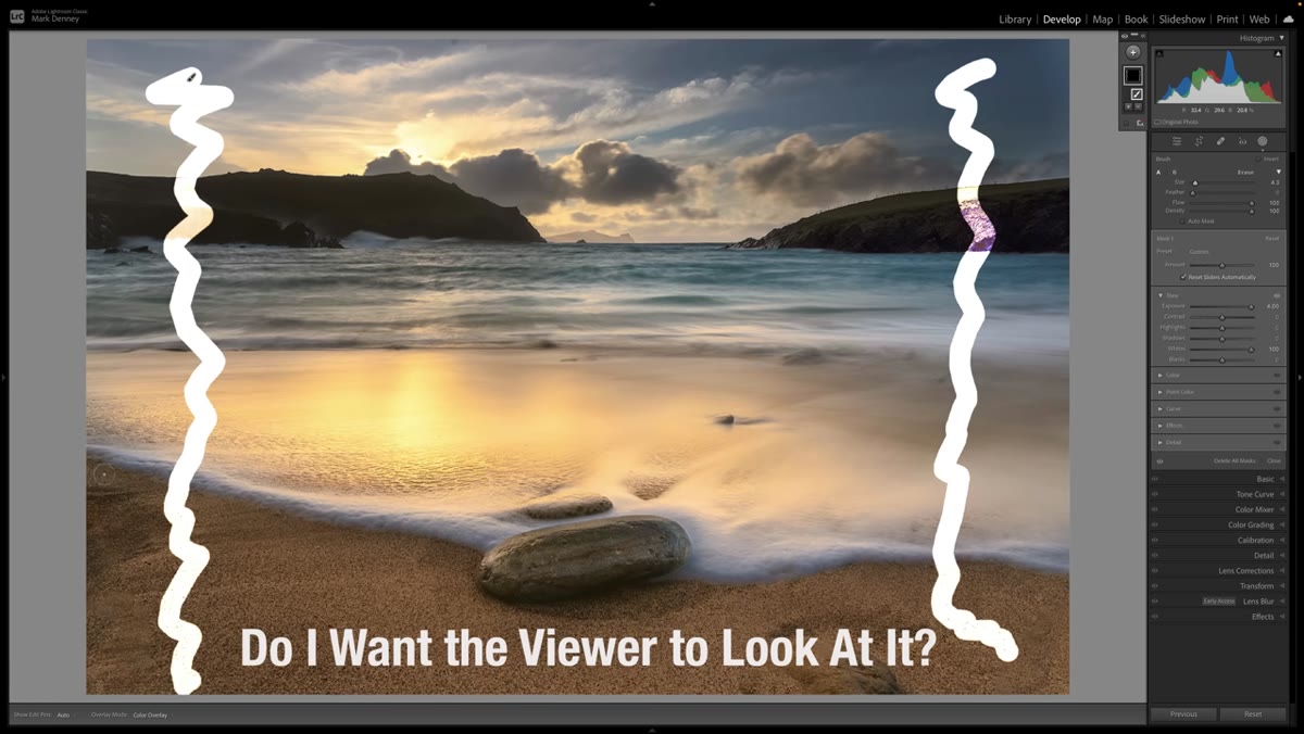 Arrow or eye-path illustration showing viewer attention pulled to image edges