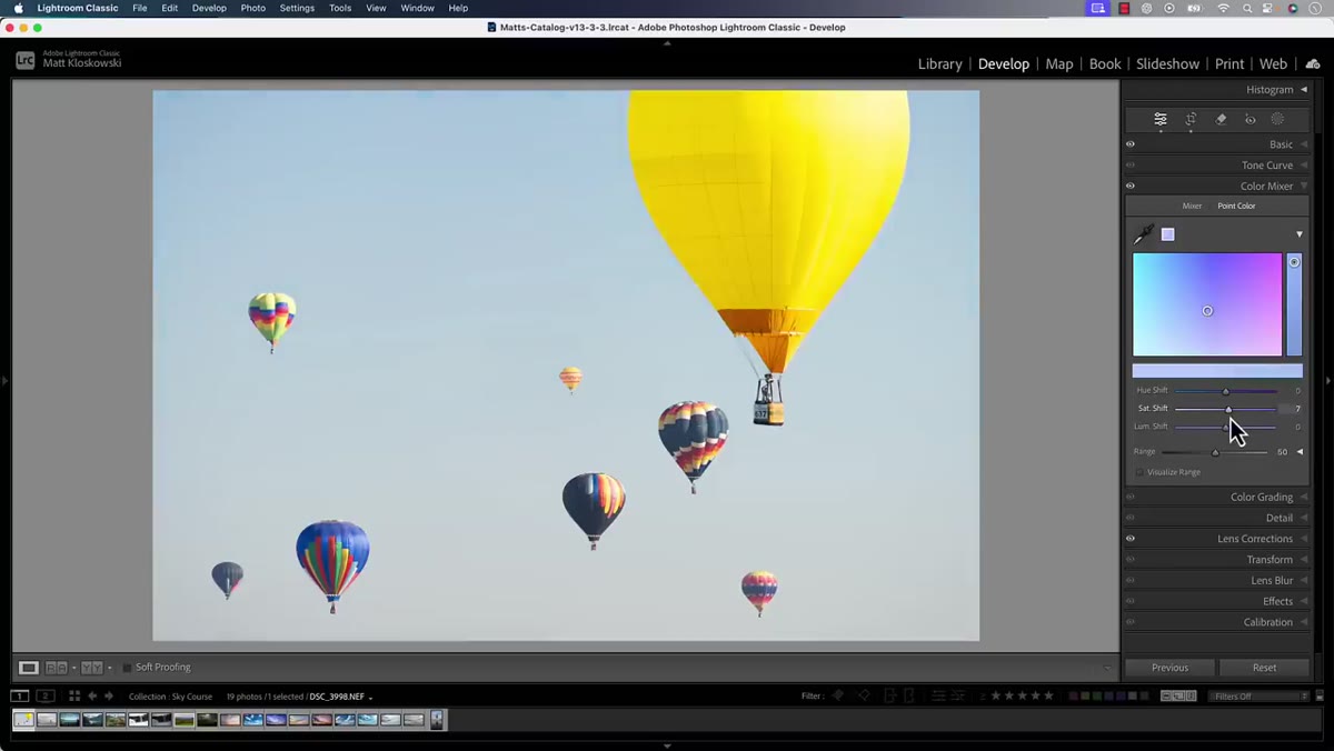 Before and after view showing Color Mixer vs Point Color results