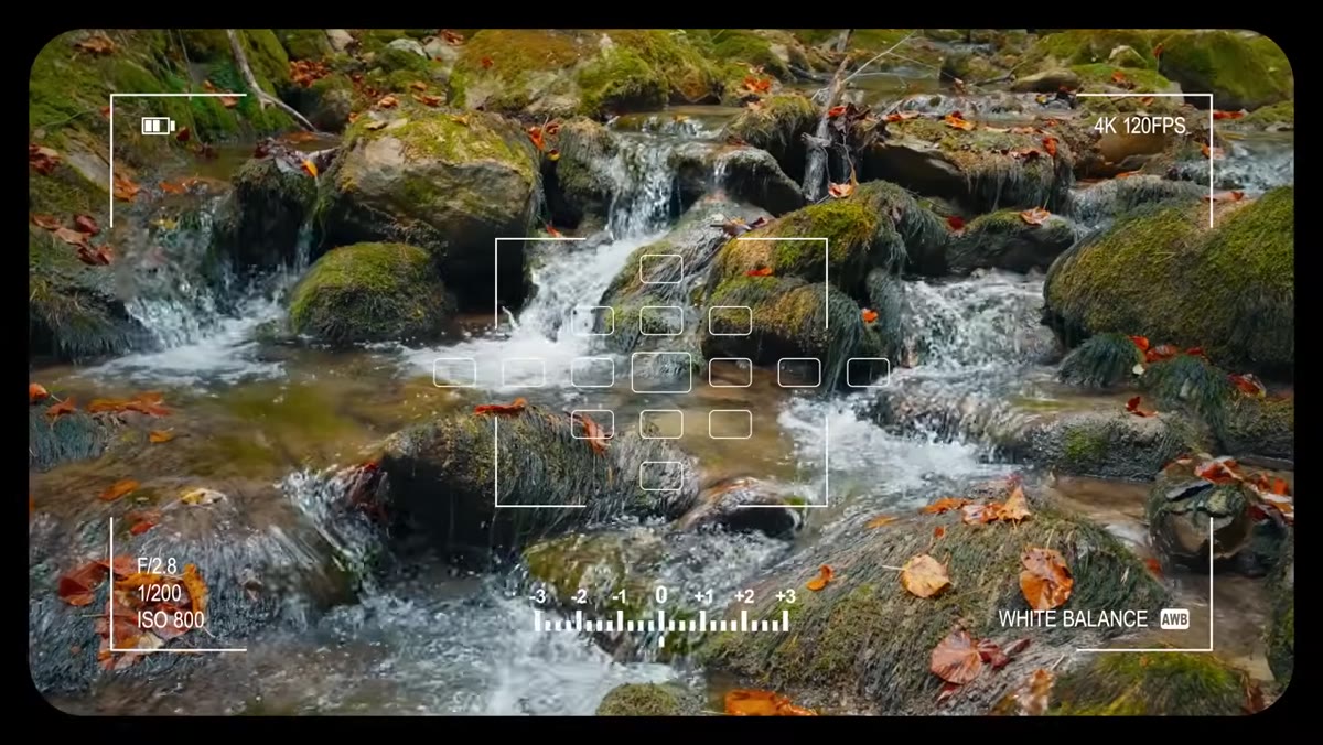 Camera raised higher, showing compressed depth in a landscape scene