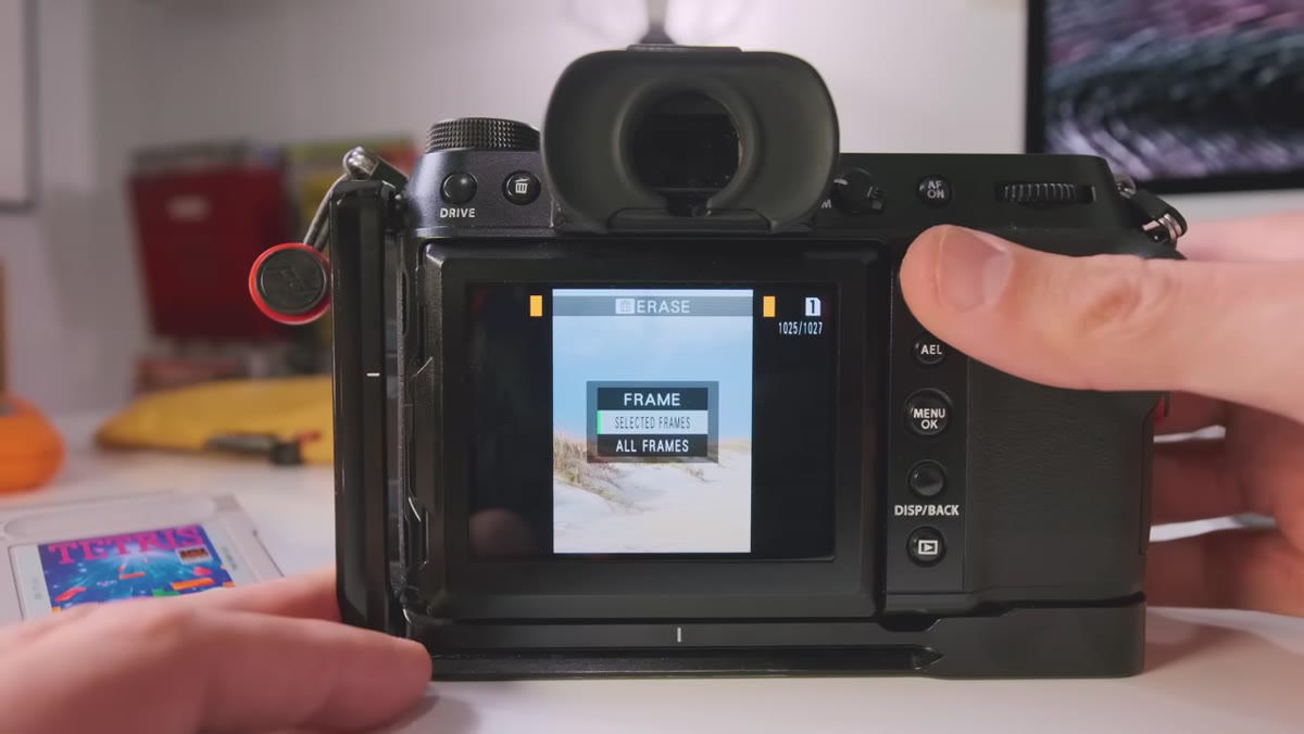 Camera menu showing delete all or format option
