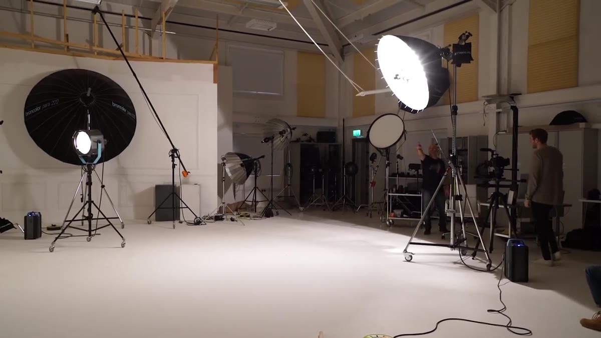 Unexpected interruption on set, crew reacting with humor