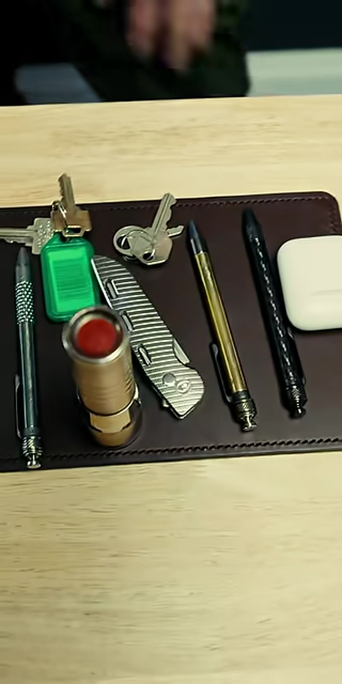 Full pocket contents laid out together on a surface