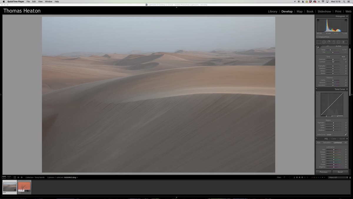Exposure slider being raised in the Basic panel
