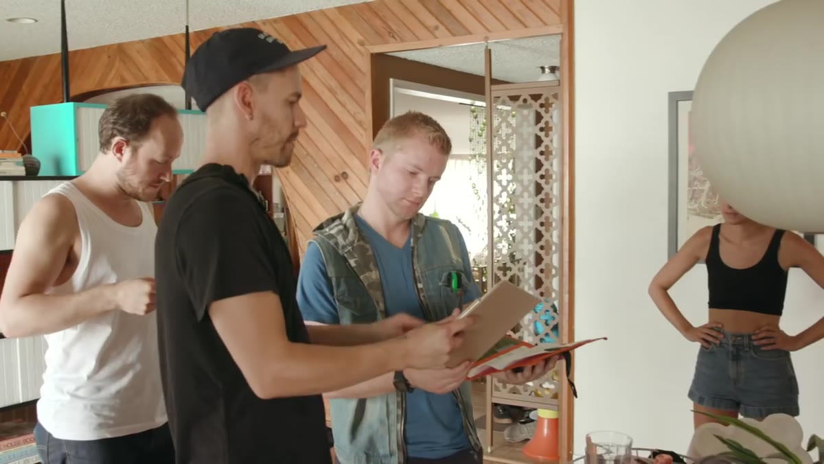 Director reviewing a handwritten shoot schedule with time blocks