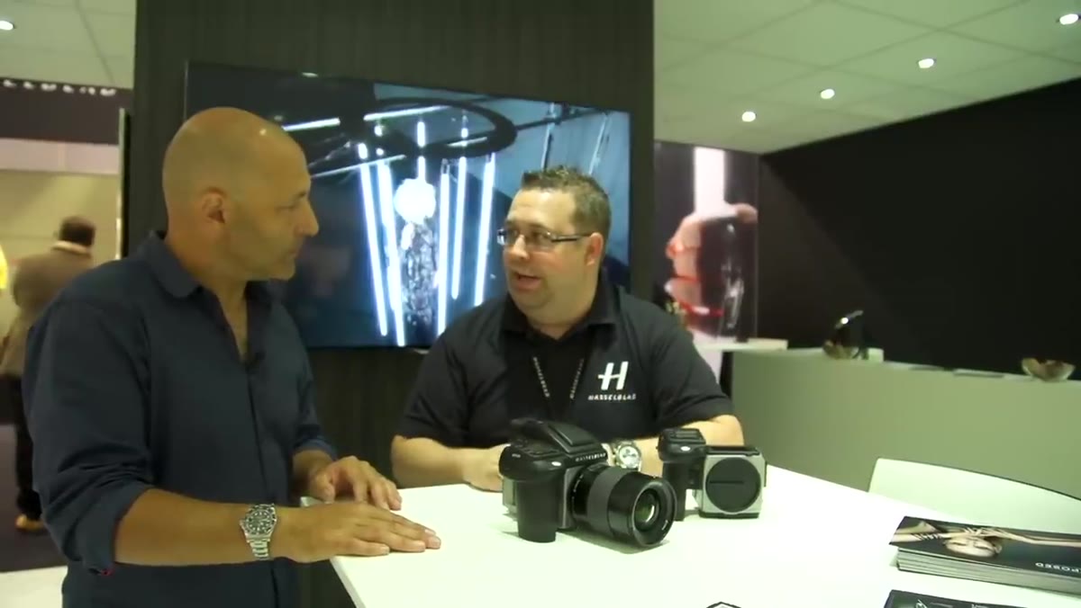 Mark Whitney discussing the Focus mobile app on the Hasselblad stand