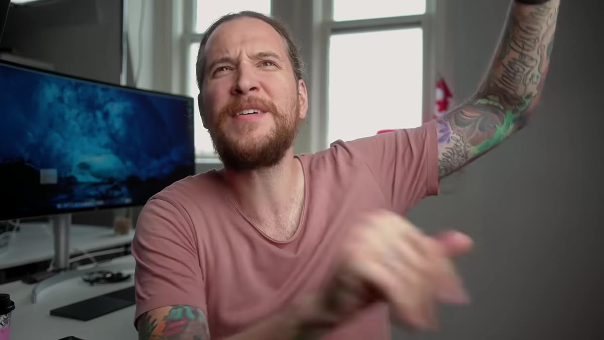 Creator checking light and microphone before beginning recording