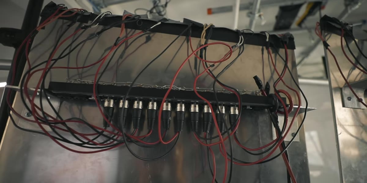 Custom-built 2000-watt LED lighting rig with liquid cooling system visible
