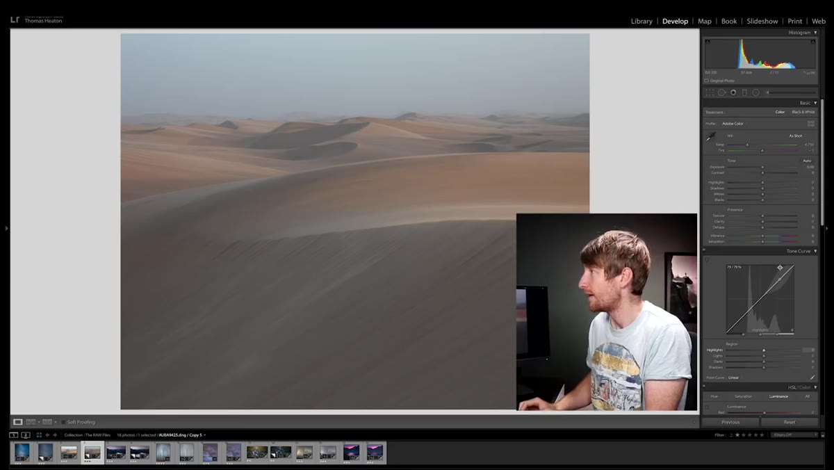 Sand dune raw file showing soft warm light and motion in sand