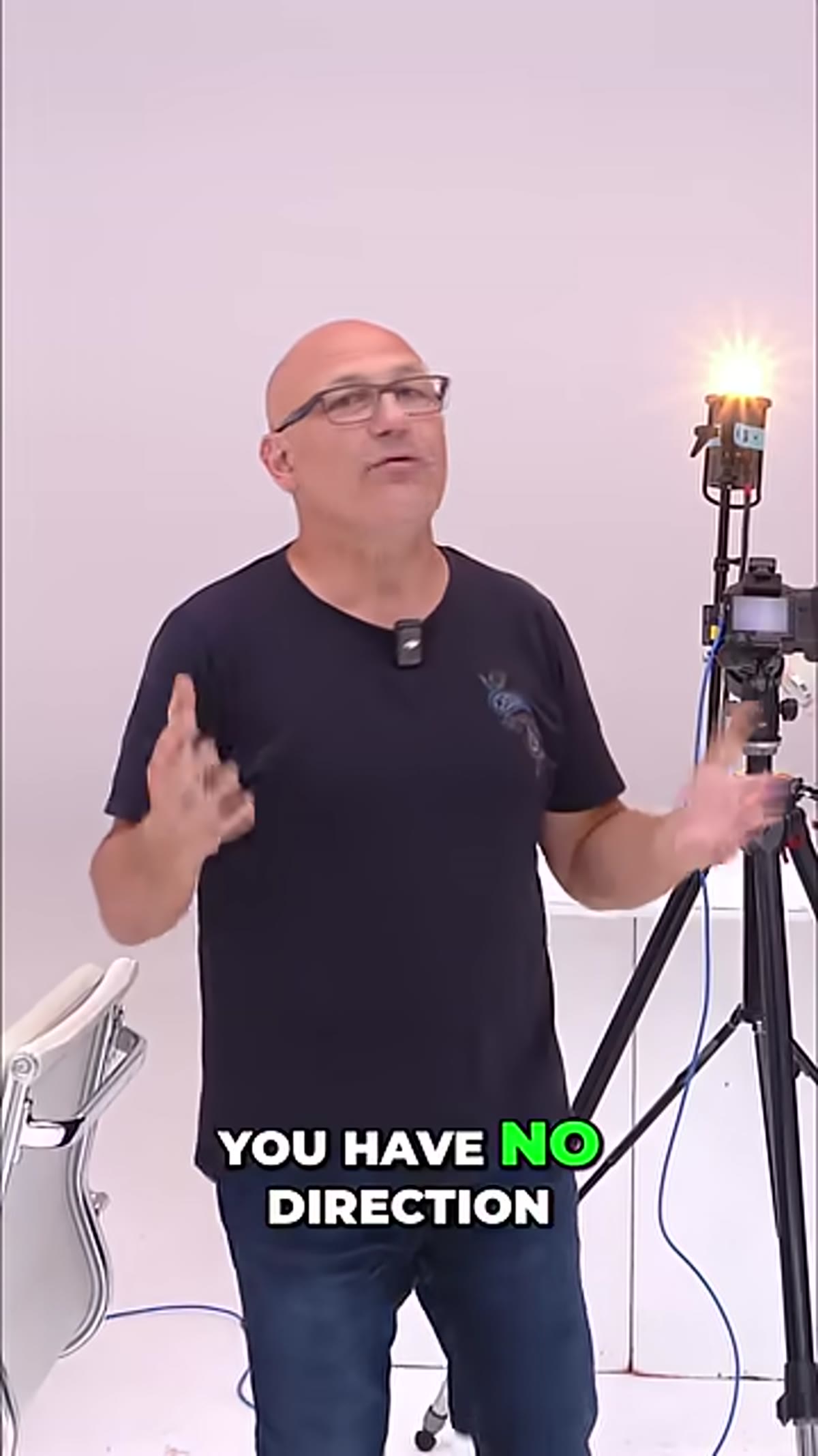 Presenter speaking directly to camera about light direction