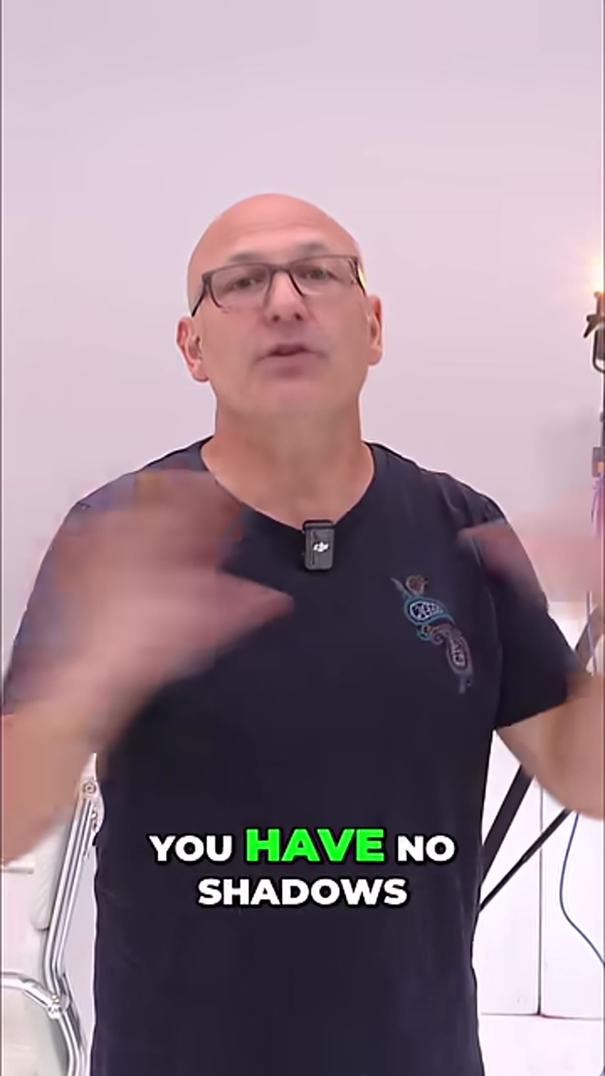 Presenter explaining the relationship between direction and shadows