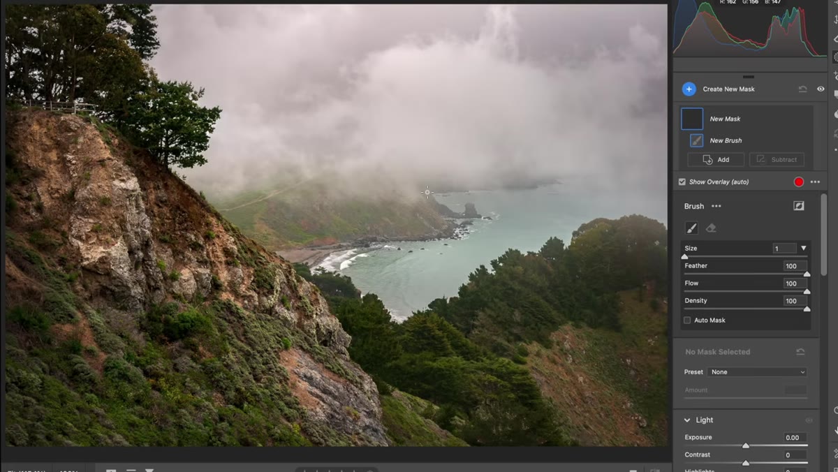 Bay as final focal point, sea stack partially visible but small in frame