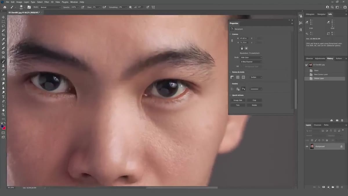 Zoomed-in view of eye showing catchlight reflections